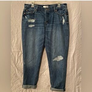 Loft Boyfriend Distressed Classic Blue Denim Jeans size 30/10
